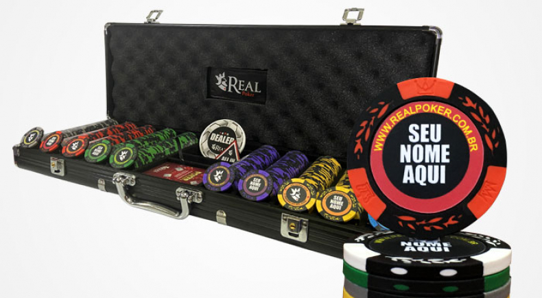 Maleta com 500 Fichas de Poker Personalizadas em Clay